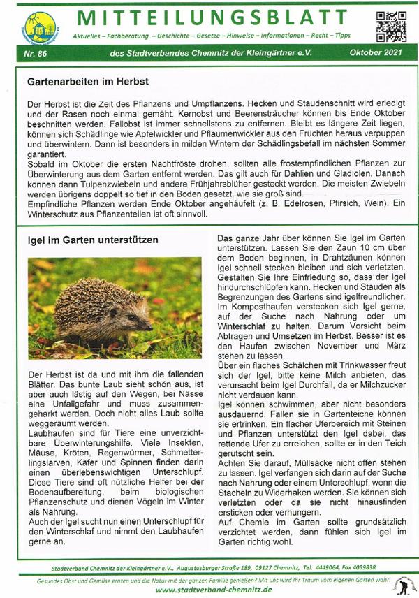 Mitteilungsblatt Oktober 2021